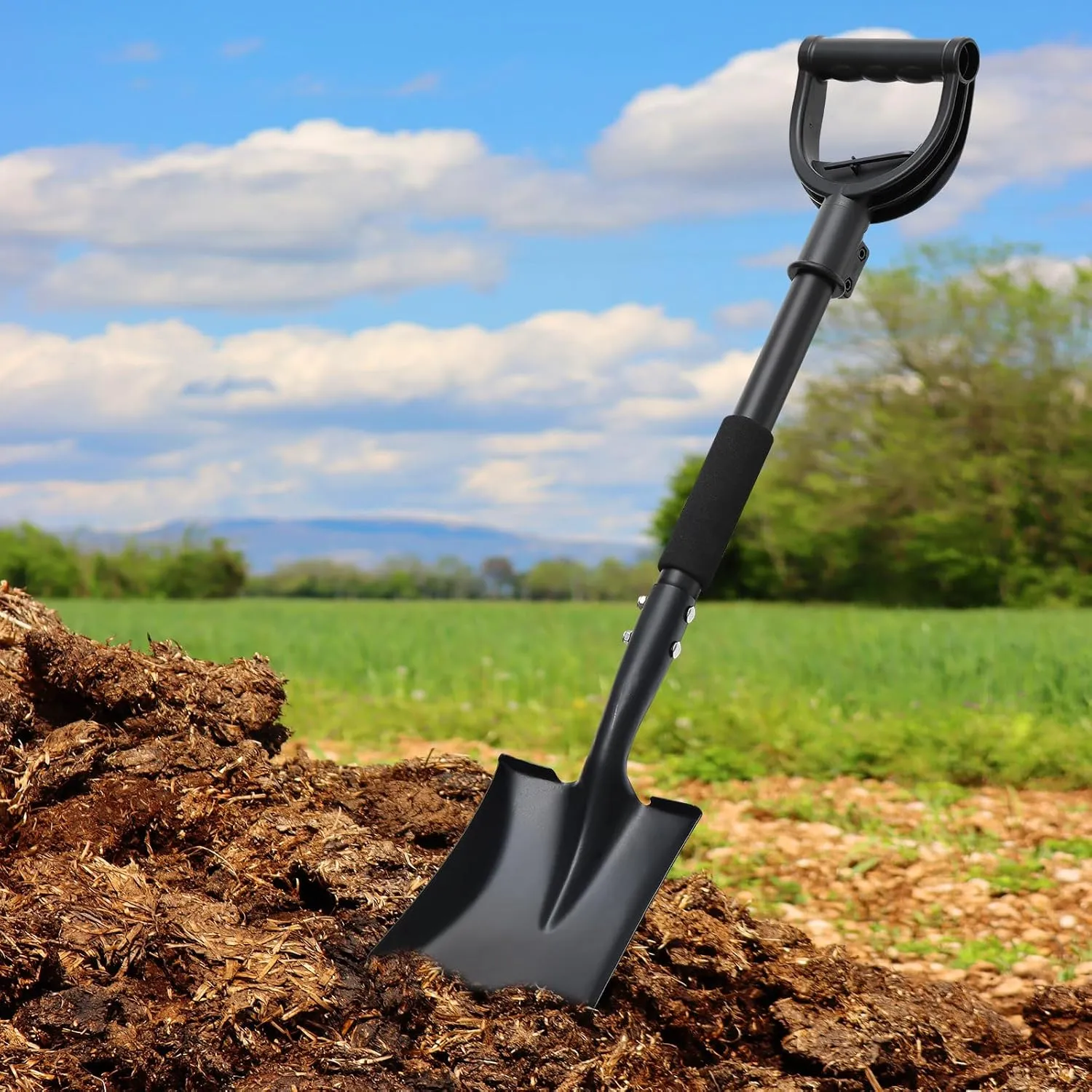 Shovel, Garden Shovels for Digging, 31” Small Spade Square Shovel with D-Handle Portable，Suitable for Car Snow Removal Trenching Kids Sand Beach Shovel Camping Gardening