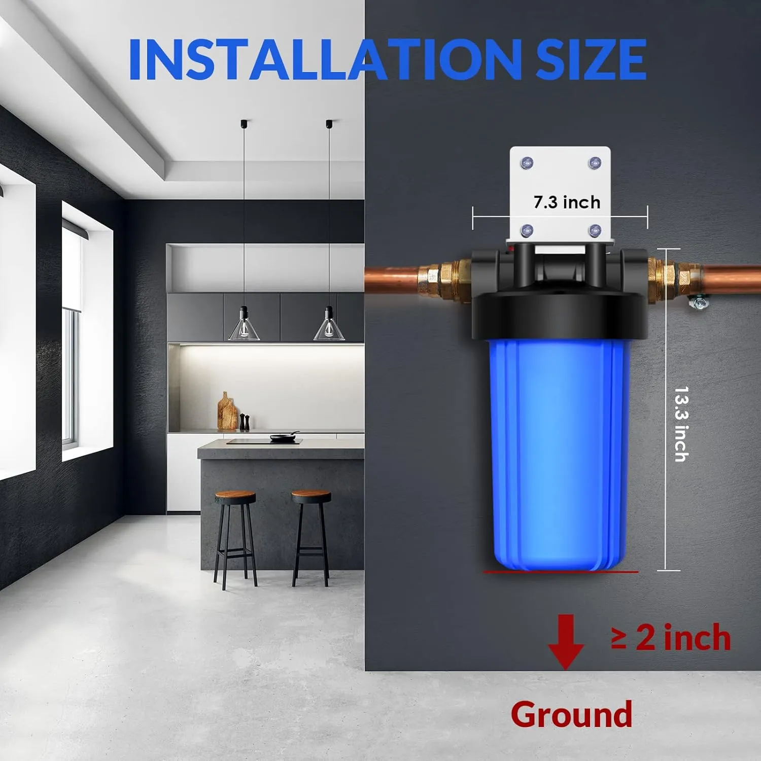 SimPure Whole House Water Filter Housing (DB10P), 10" x 4.5" Sediment Carbon Filter Universal Housing, Pre-Filtration System for Well and City Water, 1" NPT Port, Pressure Release