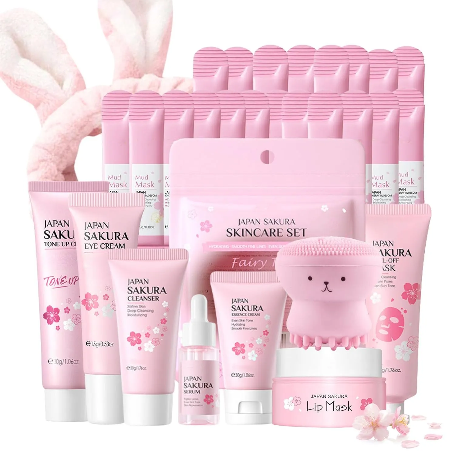 Skin Care Set Sakura Women Gifts - Skin Care for Teens 10-12 Gifts Japan - Skincare for Girls 10-12 - Gift Set for Women with Cleanser,Serum,Cream(One Size, 8PCS Sakura Scent)