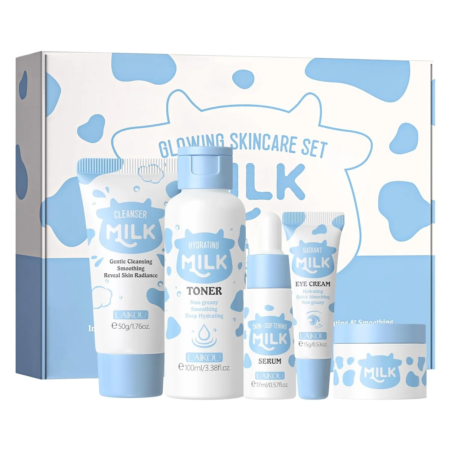 Skin Care Set, Skin Care Routine Kit for Women, Skincare Gift Set, Travel Size Toiletries with Milk Cleanser, Toner, Serum, Eye Cream, Face Cream Mother's Day Christmas Birthday Daughter Wife