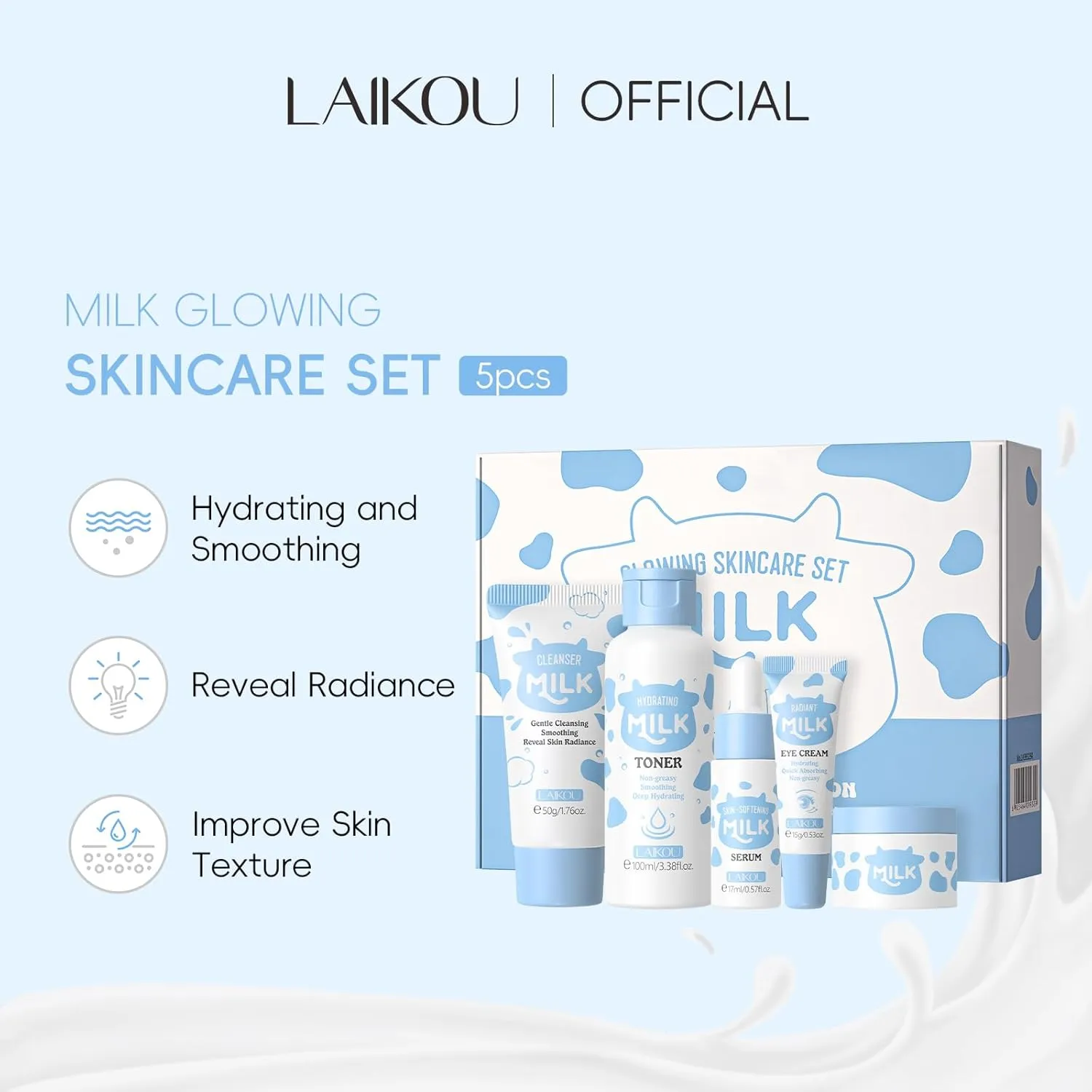 Skin Care Set, Skin Care Routine Kit for Women, Skincare Gift Set, Travel Size Toiletries with Milk Cleanser, Toner, Serum, Eye Cream, Face Cream Mother's Day Christmas Birthday Daughter Wife