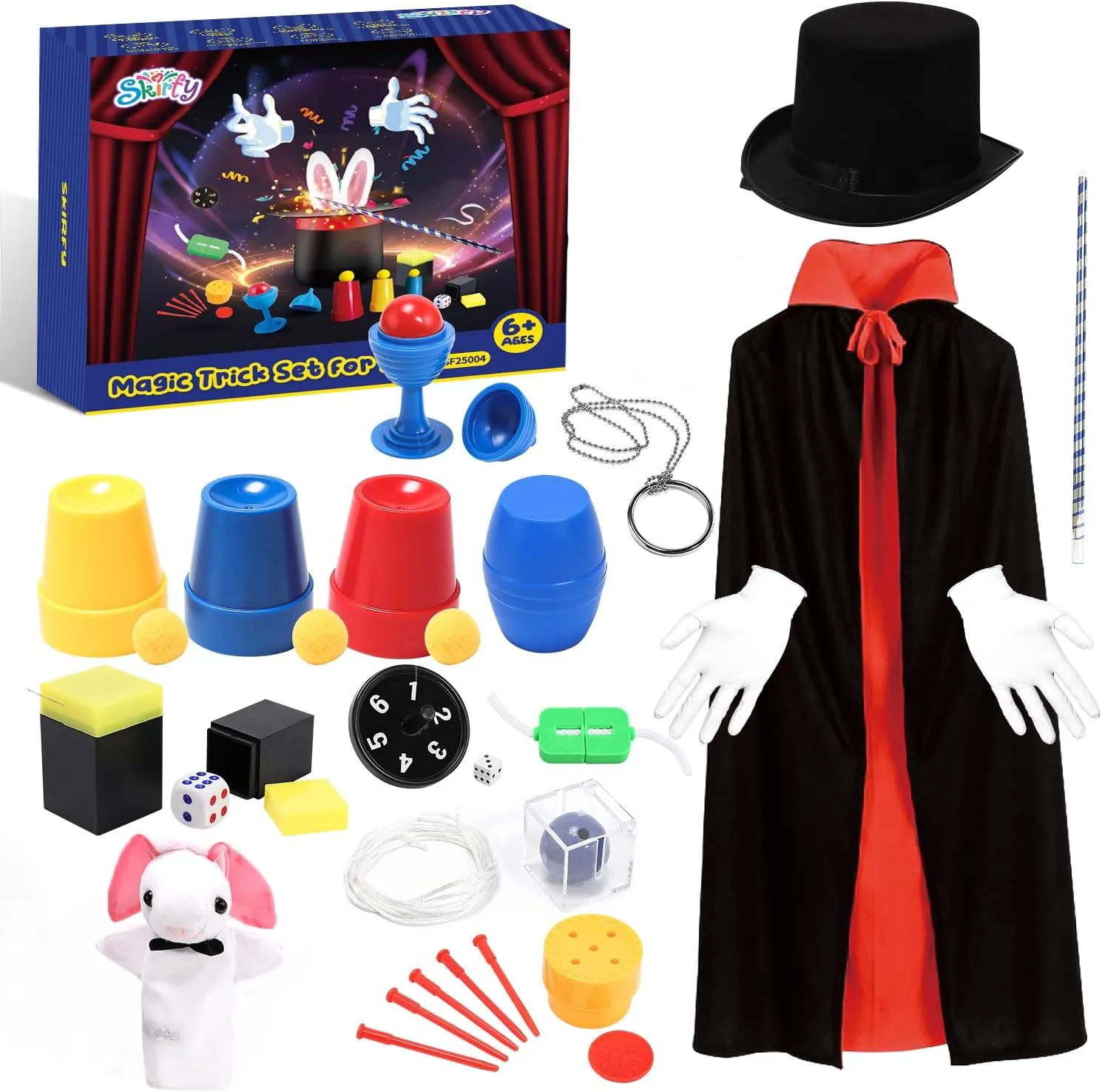 Skirfy Magic Tricks-Magic Kit for Kids Age 6-8,Magic Set with Magician Costume,Magic Wand, for Kids Boys Girls Ages 6 7 8 9 10 11 12