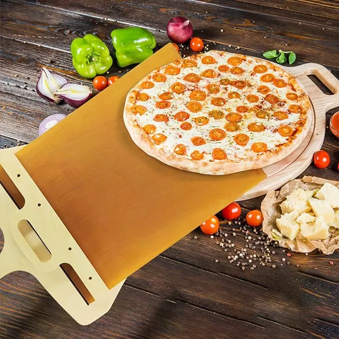 Sliding Pizza Peel Shovel - Foldable Wooden Handle for Easy Baking