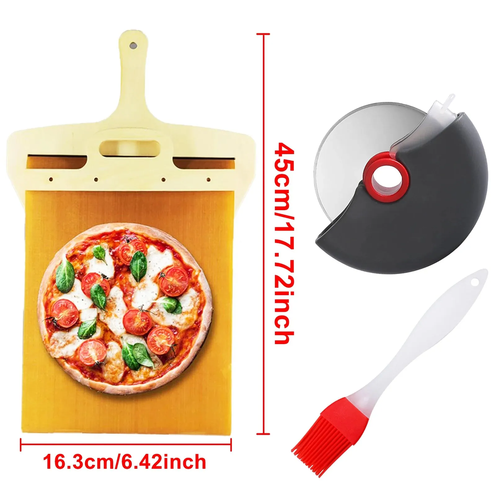 Sliding Pizza Peel Shovel - Foldable Wooden Handle for Easy Baking