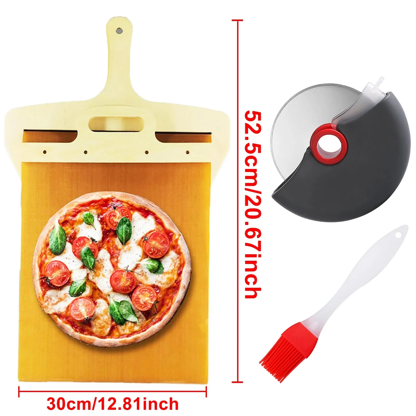 Sliding Pizza Peel Shovel - Foldable Wooden Handle for Easy Baking