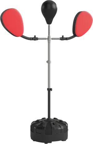 Soozier 3-in-1 Boxing Bag with 2 Target Arms, Freestanding Punching Speed Bag with Stand, Adjustable Height Boxing Bag Set for Training, Exercise, Fitness & Stress Relief, Black