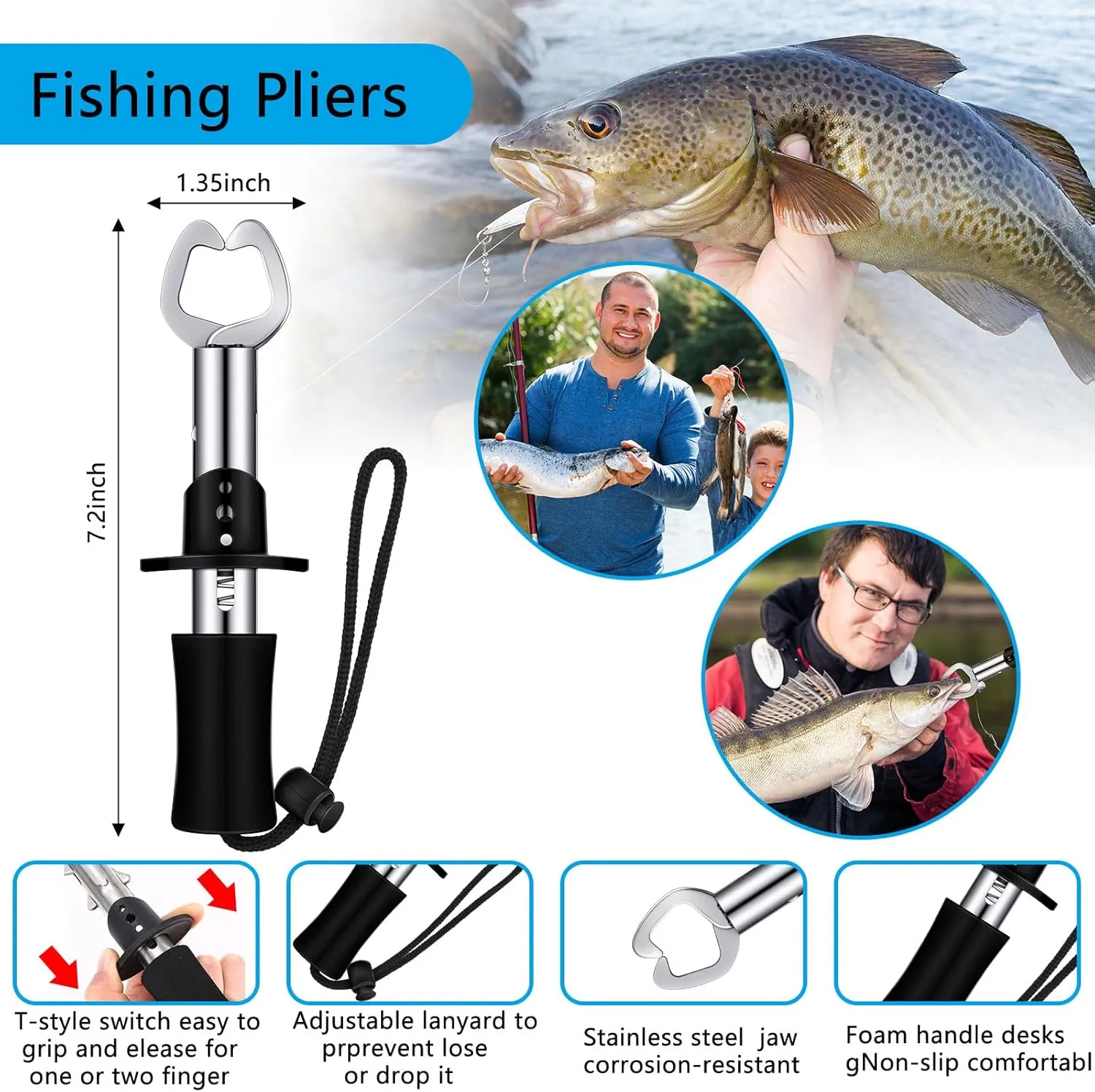 Sosation 134 Pcs Fishing Tool Kit Fishing Gear and Equipment for Men Adults, Include Hook Remover, Pliers Kit, Tackle Box with Tackle Included, Lures, Lip Gripper, Weigh Scale