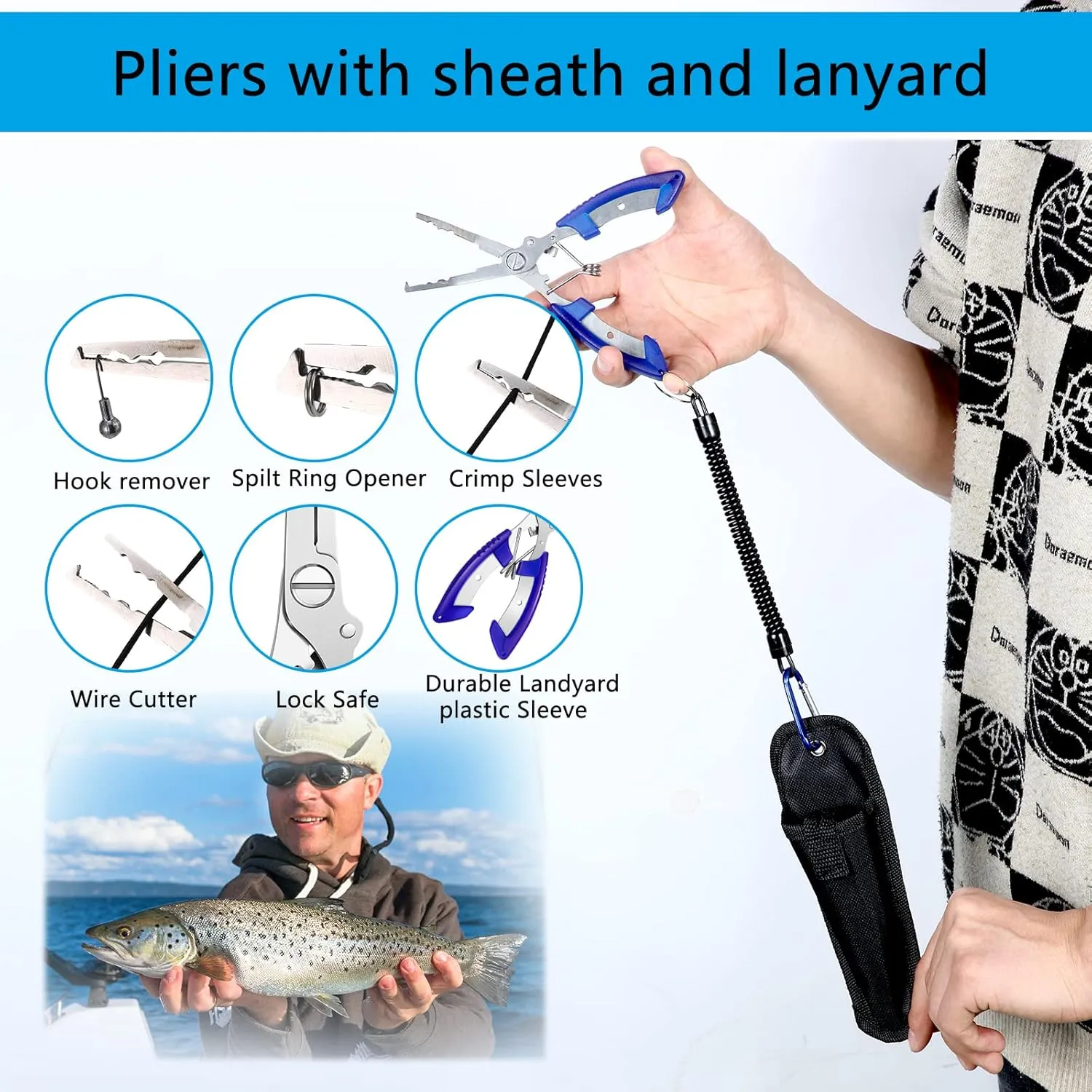 Sosation 134 Pcs Fishing Tool Kit Fishing Gear and Equipment for Men Adults, Include Hook Remover, Pliers Kit, Tackle Box with Tackle Included, Lures, Lip Gripper, Weigh Scale