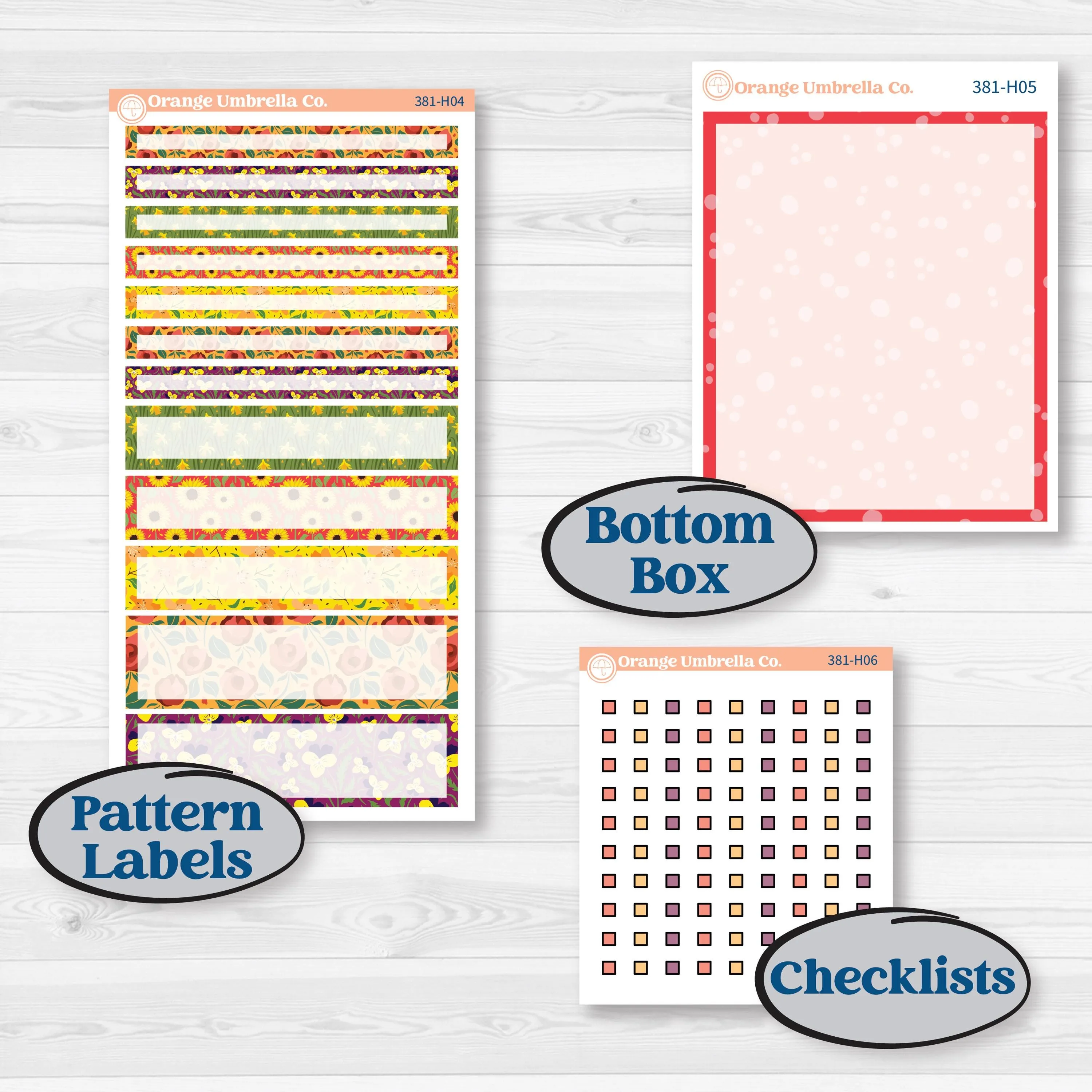 Spring or Summer Floral Kit | 7x9 Compact Vertical Planner Kit Stickers | Flower Garden | KIT-381-H