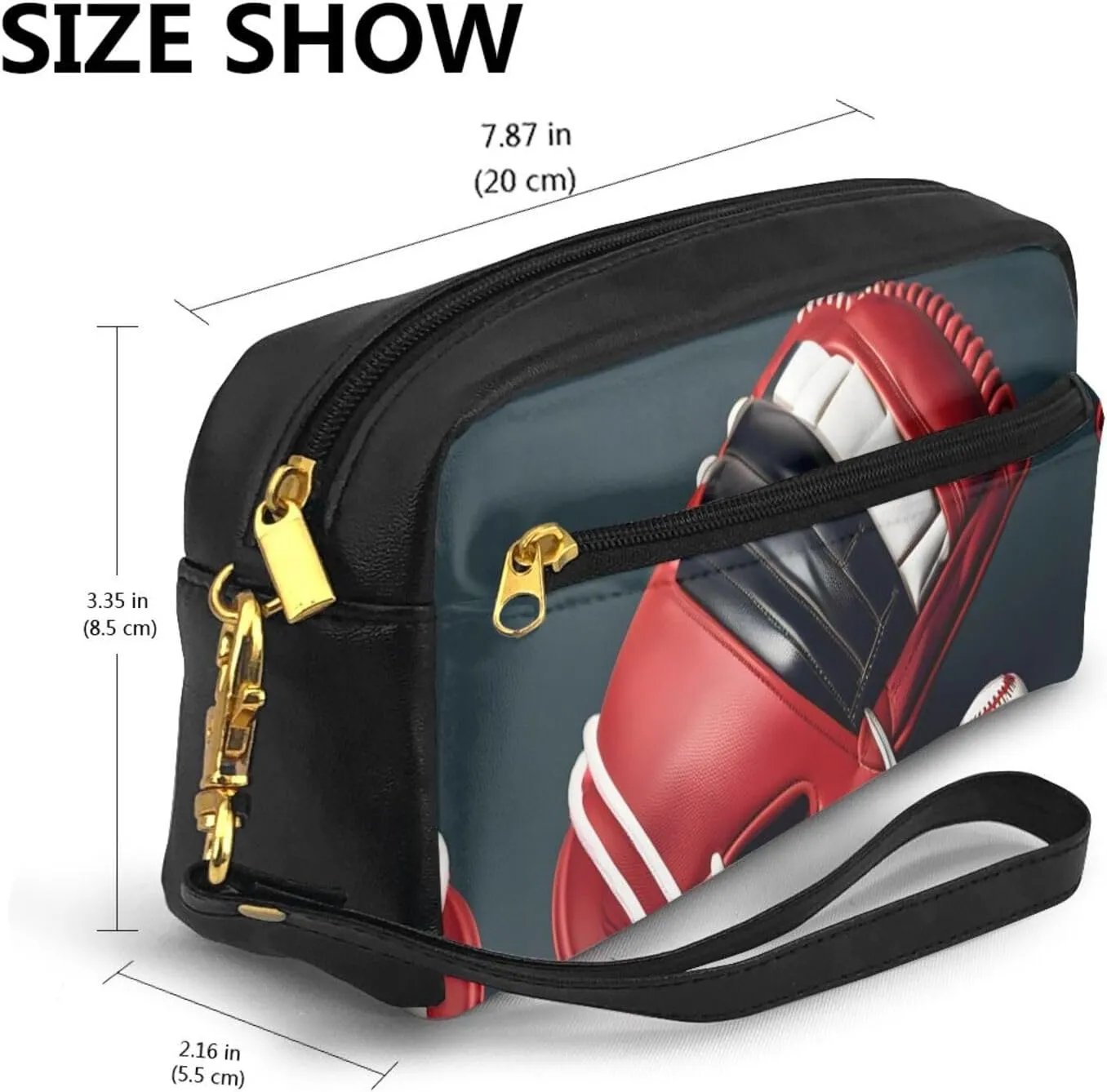 SSIMOO Baseball And Glove Print Travel Makeup Bag For On-The-Go Style For Storing Cosmetics And Beauty Essentials