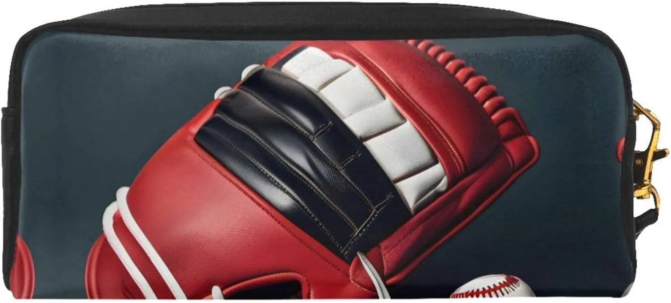 SSIMOO Baseball And Glove Print Travel Makeup Bag For On-The-Go Style For Storing Cosmetics And Beauty Essentials