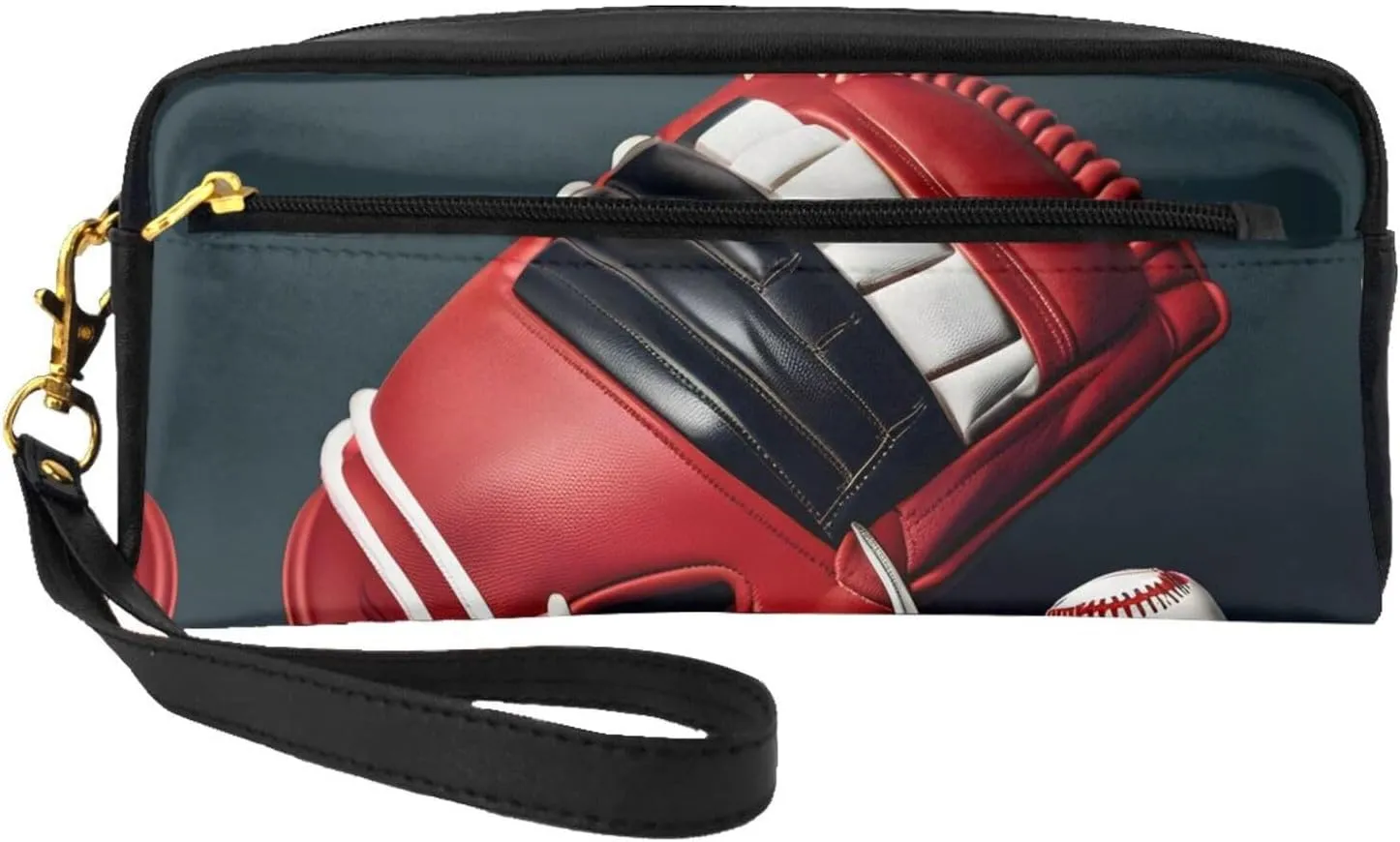 SSIMOO Baseball And Glove Print Travel Makeup Bag For On-The-Go Style For Storing Cosmetics And Beauty Essentials