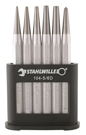 Stahlwille 96700601 Drift Pins and Centre Punches Set, 104-5/6D, 6-Piece with Plastic Stand, Made in Germany