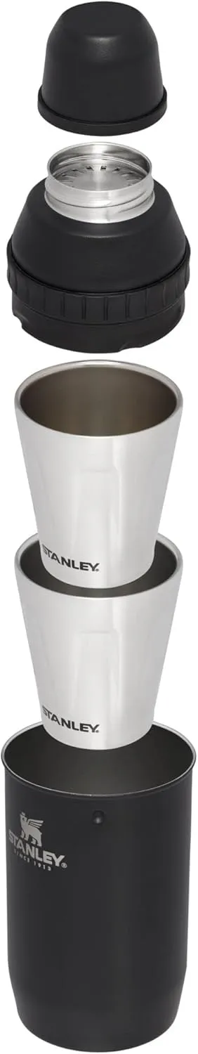 Stanley Happy Hour Cocktail Shaker Set 20 oz | Bartender Kit for Camping and Travel | Cocktail Drink Mixing Set with 2 Cups | Insulated Stainless Steel | BPA-Free | Matte Black