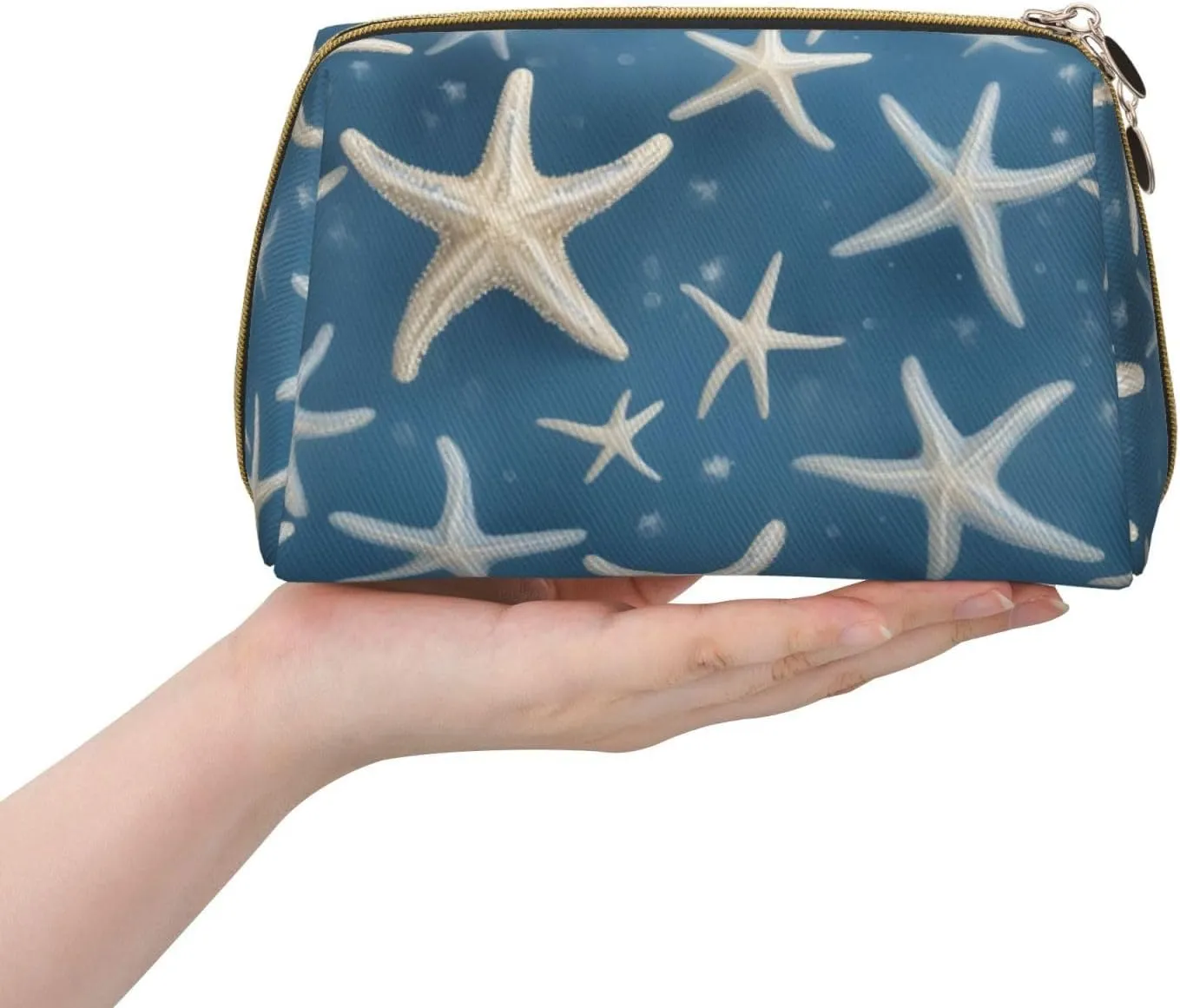Starfish Coastal Wool Toiletry Pouch, Travel-Friendly Makeup Organizer For Makeup Brushes, Lipsticks