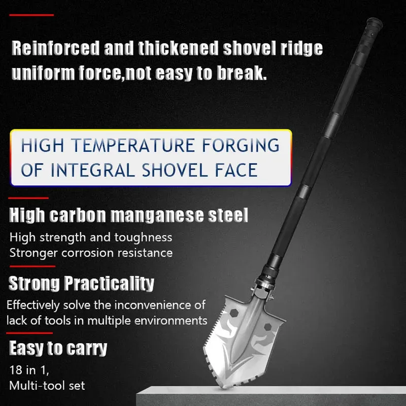 Survival Axe Shovel | 18-in-1 Multitool | High Carbon Steel