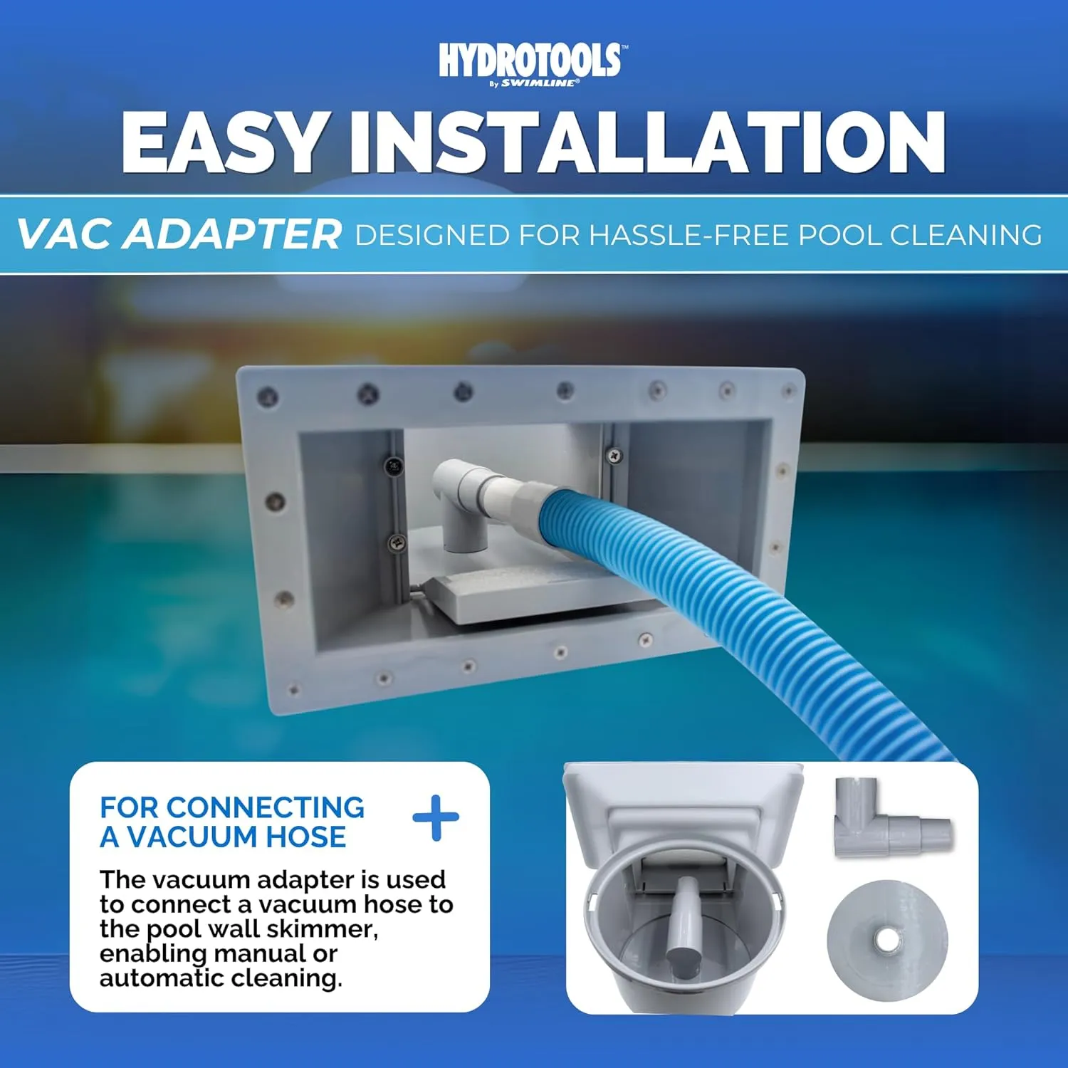 SWIMLINE HYDROTOOLS GREY Standard Wide Mouth Above Ground Pool Skimmer Kit | ABS Construction | Pool Skimmer | Wide Mouth | Snap-In & Removable Weir | Above Ground Pool Skimmer | Easy Basket Access