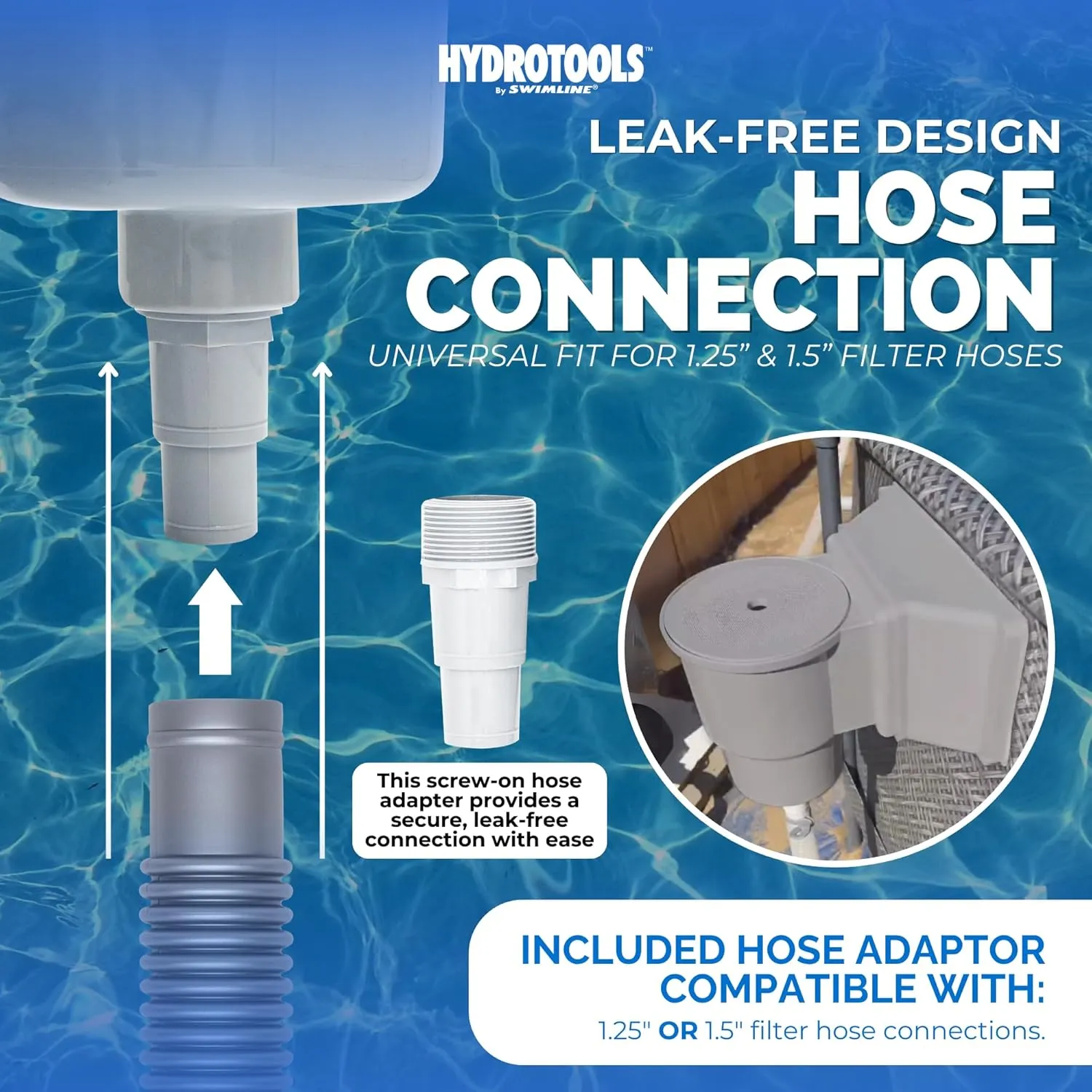 SWIMLINE HYDROTOOLS GREY Standard Wide Mouth Above Ground Pool Skimmer Kit | ABS Construction | Pool Skimmer | Wide Mouth | Snap-In & Removable Weir | Above Ground Pool Skimmer | Easy Basket Access