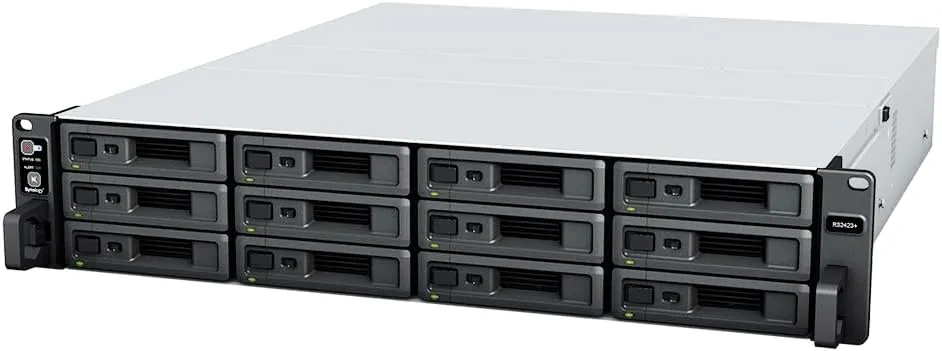 Synology RackStation RS2423  NAS Server with Ryzen 3.35GHz CPU, 32GB Memory, 48TB SSD Storage, 10GbE LAN Ports, DSM Operating System Bundle with Rail kit
