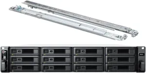 Synology RackStation RS2423  NAS Server with Ryzen 3.35GHz CPU, 32GB Memory, 48TB SSD Storage, 10GbE LAN Ports, DSM Operating System Bundle with Rail kit