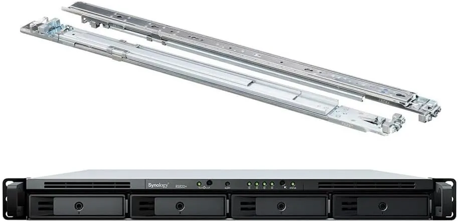 Synology RackStation RS822  NAS Server with Ryzen 2.2GHz CPU, 32GB Memory, 32TB HDD Storage, 4 x 1GbE LAN Ports, DSM Operating System Bundle with Rail kit