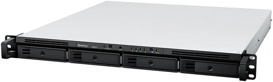 Synology RackStation RS822  NAS Server with Ryzen 2.2GHz CPU, 32GB Memory, 32TB HDD Storage, 4 x 1GbE LAN Ports, DSM Operating System Bundle with Rail kit