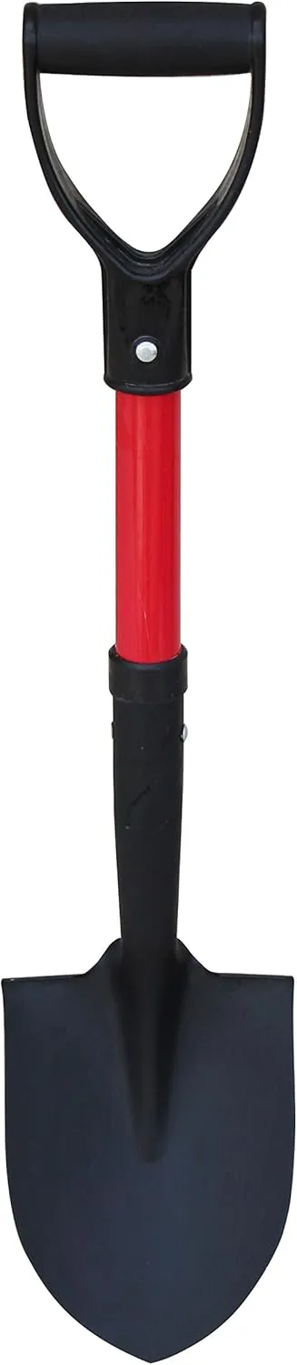 TABOR TOOLS Shovel with Round Point Blade and Comfortable D Grip 20 Inch Fiberglass Handle, Mini Trunk Digging Spade. J211A. (D Handle, Short Shovel)