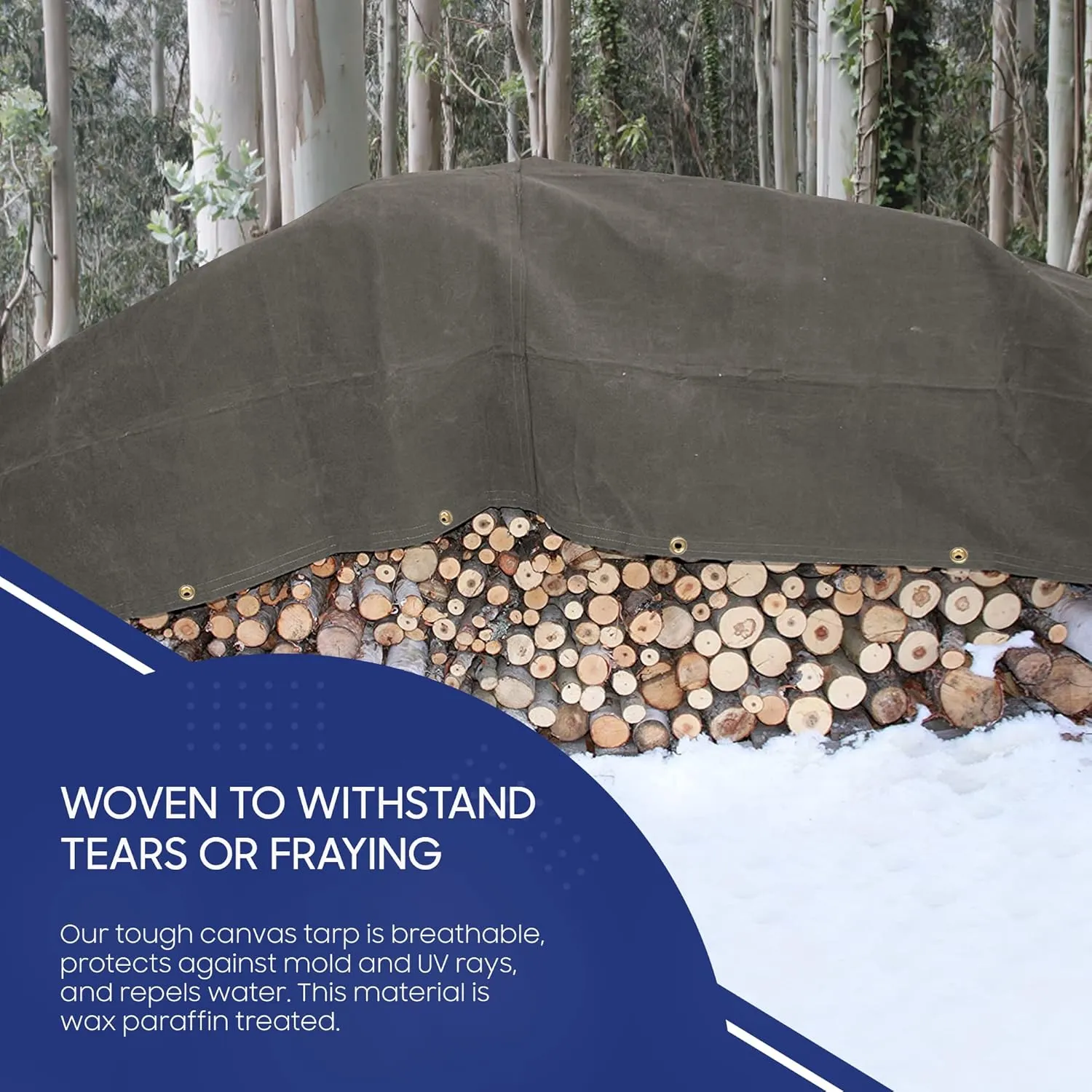 Tarps Now 5x7 ft Fire Retardant Canvas Tarp | 18 MIL Heavy Duty, Flame Retardant, Tear Resistance, Reinforced Edges, Brass Grommets | Ideal for Fire Prevention, Construction, Repairs | Olive Color