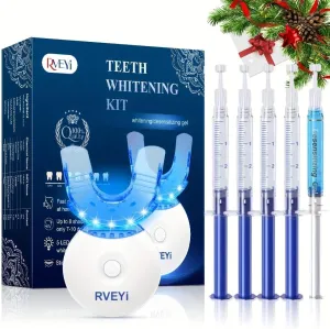 Teeth Whitening Kit - LED Light Timer, Pro Professional for Sensitive Teeth 35% Carbamide Peroxide,4 * 3ml Gel Syringes, 1* Remineralization Gel, and Tray