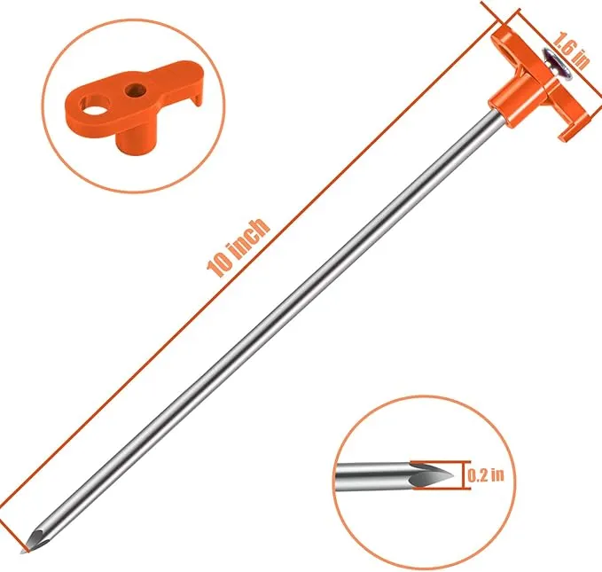 Tent Stakes, 10PCS Heavy Metal Tent Pegs, Professional Camping Tools for Outdoor Trips, Suitable for Strong Winds and Various Ground Tent Pegs, Designed for Camping (10, Red)