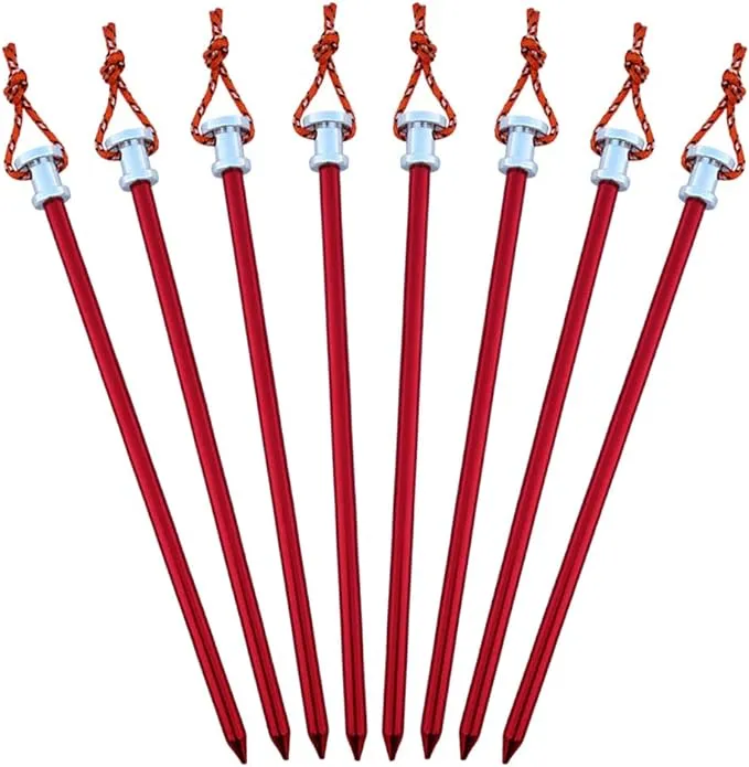Tent Stakes Pegs 9 inch, Lightweight Aluminum Alloy Tent Canopy Nail for Outdoor Camping, Hiking, Picnic Blanket, Beach Mat, Yard Fence 8 Pack
