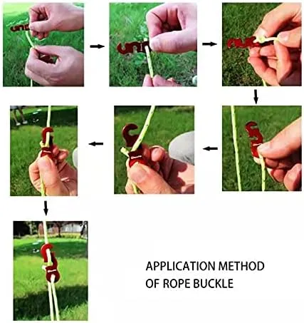 Tent Wind Ropes with Tensioners Cord Adjuster, 8pcs 13ft Reflective Rope for Camping, Hiking, Canopy Shelter, Outdoor Activity(RED)