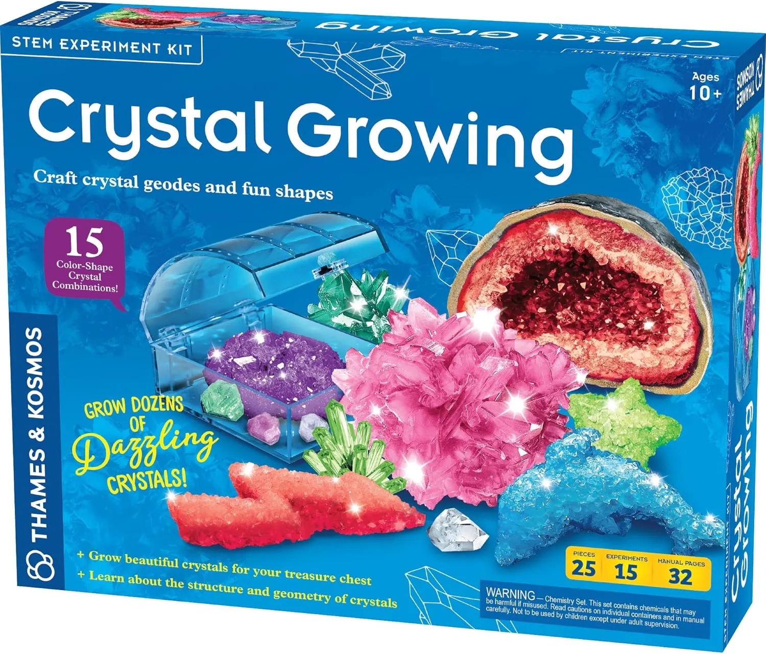 Thames & Kosmos Crystal Growing | STEM Experiment Kit | Grow Dozens of Dazzling, Colorful Crystals! | Learn about Crystallization & Conduct Classic Science Experiments | Make Crystal Geodes | Ages 10 