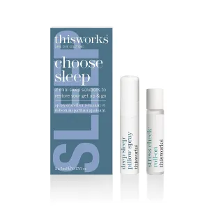 thisworks Choose Sleep Travel Kit, The Deep Sleep Pillow Mini Spray and Aromatherapeutic Roller Ball Infused with Eucalyptus, Frankincense & Lavender Essential Oils, 2x5ml