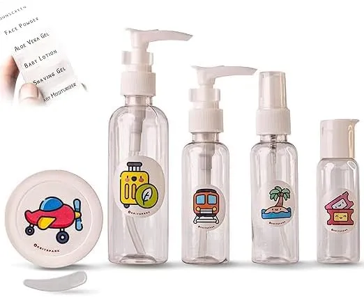 Travel Bottle Kit for Toiletries | Leak Proof & Refillable | Small Empty Bottles, Jars & Sprays for Shampoo, Bathroom & Makeup |