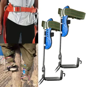 Tree Climbing Gear, Stainless Steel 2 Gears Tree Climbing Tool, Pole Climbing Spikes Set Adjustable Belt Lanyard Rope Rescue Belt Non-Slip Pedal for Hunting Observation, Picking Fruit, Jungle Survival