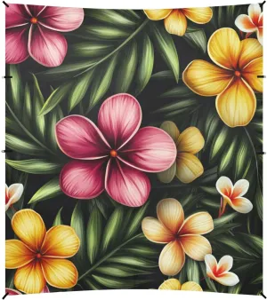 Tropical Colorful Flower Beach Tent UPF50  Protection Easy Setup Sun Shelter with Sand Shovel, Sandbags for Camping, Picnics, Backyard