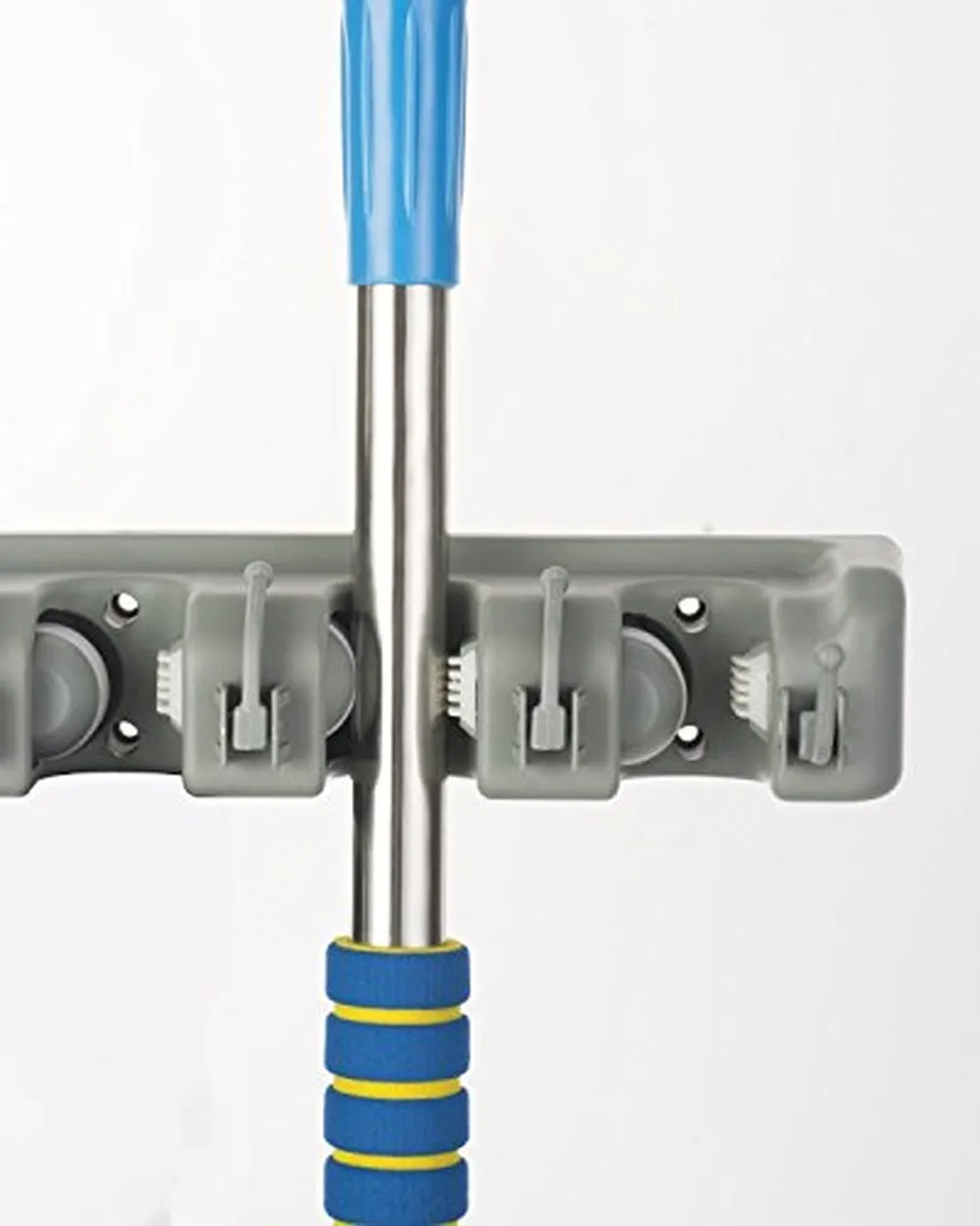 (Two PCS) Freye Mop Holder (Non Slide)5Position with 6Hooks, Install Behind Door
