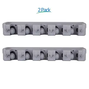 (Two PCS) Freye Mop Holder (Non Slide)5Position with 6Hooks, Install Behind Door