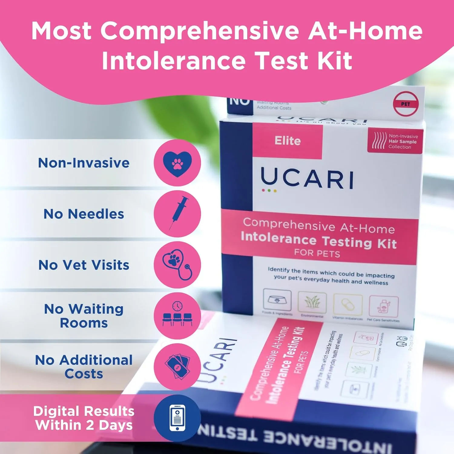 UCARI Pet Sensitivity Test | Screens for 1000  Intolerances | Food & Environment Analysis | Painless Home Test Hair Sample Method | Results in 48 Hours | Cats & Dogs