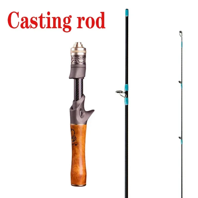 Ultra-Light Fishing Rod Carbon Fiber Spinning/Casting Lure Pole Bait WT 1.5-9g Line WT 3-6LB Wood Handle Fast Trout Fishing Rods