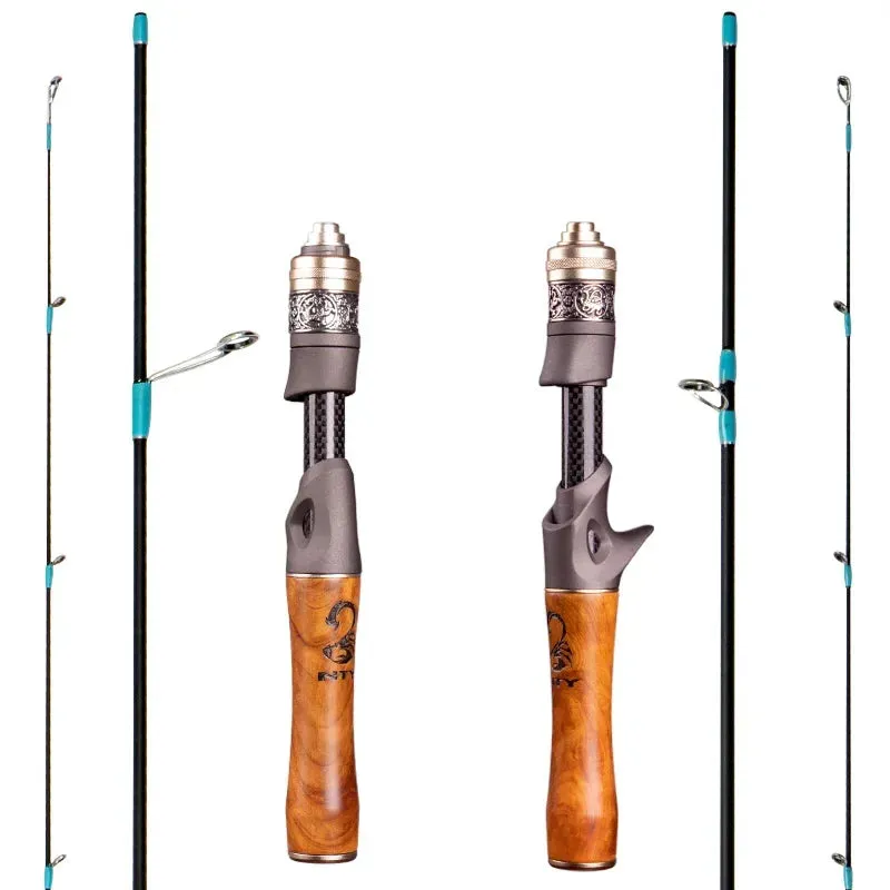 Ultra-Light Fishing Rod Carbon Fiber Spinning/Casting Lure Pole Bait WT 1.5-9g Line WT 3-6LB Wood Handle Fast Trout Fishing Rods