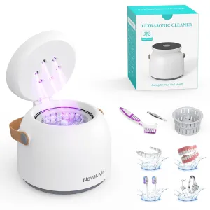 Ultrasonic Retainer Cleaner, 45kHz 3 Modes with for Aligner, Mouth Guard, Braces, Toothbrush Heads White