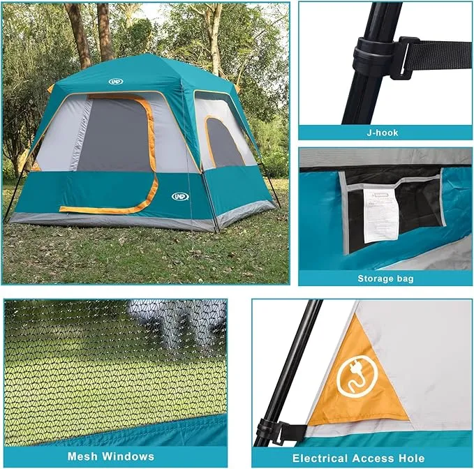 UNP 4-Person Tent, Portable Cabin Tent, Camping Tent 4-Person Easy Set Up, Waterproof with Top Rainfly for Outdoor Camping/Hiking