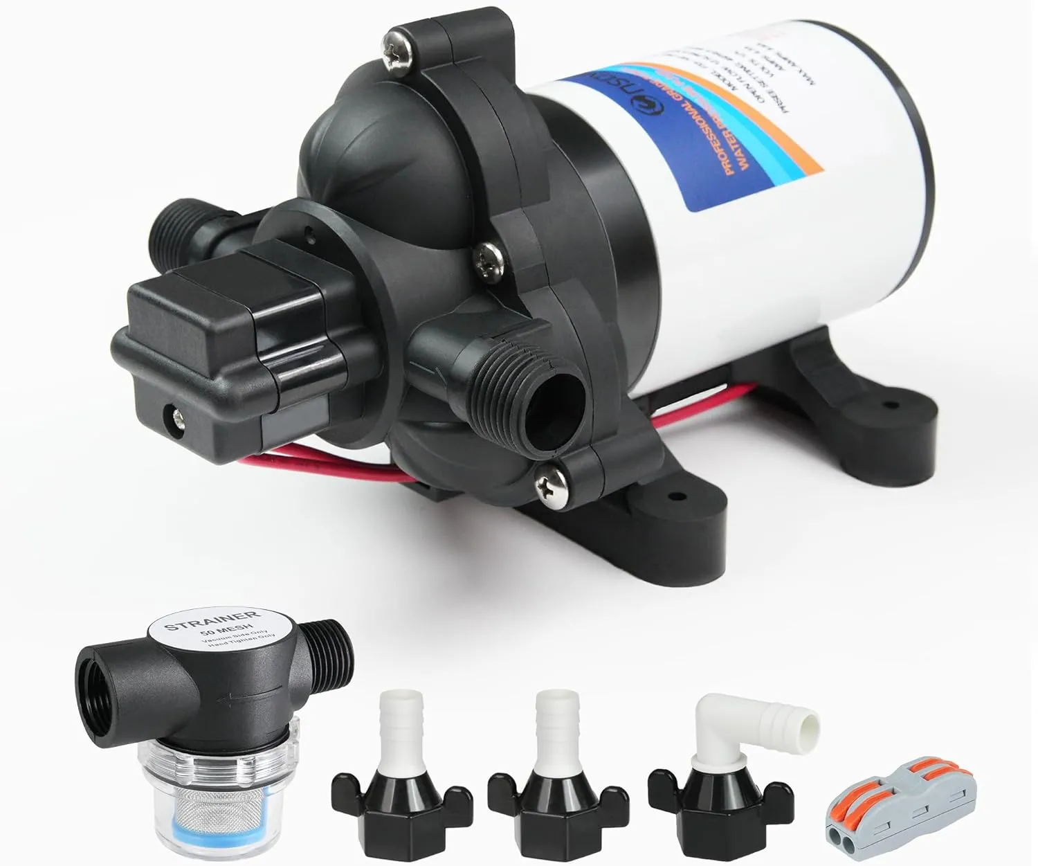 Upgraded 12V DC Diaphragm Pump, 3.0 GPM, 45PSI, Self-Priming, Dry-Run Safe, Built-in Pressure Switch, for Marine, RV&Home Water Systems