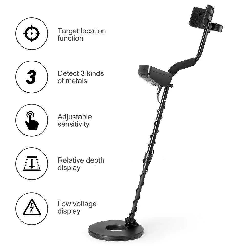 URCERI Metal Detector High Accuracy Waterproof Treasure Hunting Tool, 2 Modes Outdoor Gold Digger with Sensitive Search Coil, Folding Shovel and Headphone for Beginners Professionals