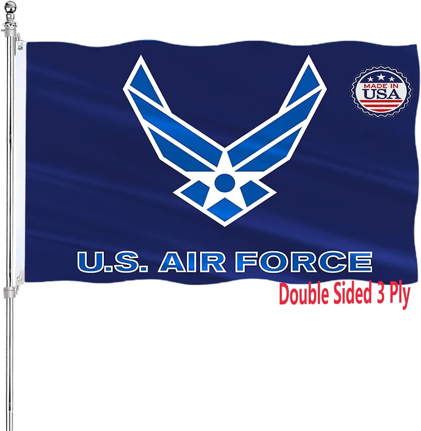 US Air Force Wings Flag Double Sided 3x5 Heavy Duty United States Wings Military Flag 3 Ply 200D Polyester and Durable Canvas Header with 2 Brass Grommets