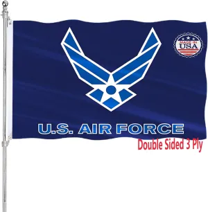 US Air Force Wings Flag Double Sided 3x5 Heavy Duty United States Wings Military Flag 3 Ply 200D Polyester and Durable Canvas Header with 2 Brass Grommets