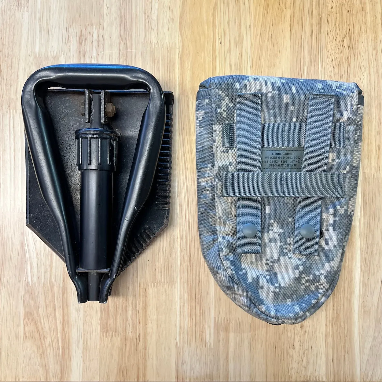 US Military Entrenching Shovel Collapsible D Handle W/New ACU Cover