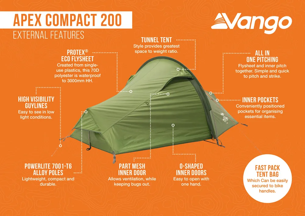 Vango Apex 200 Compact Backpacking Tent 2025